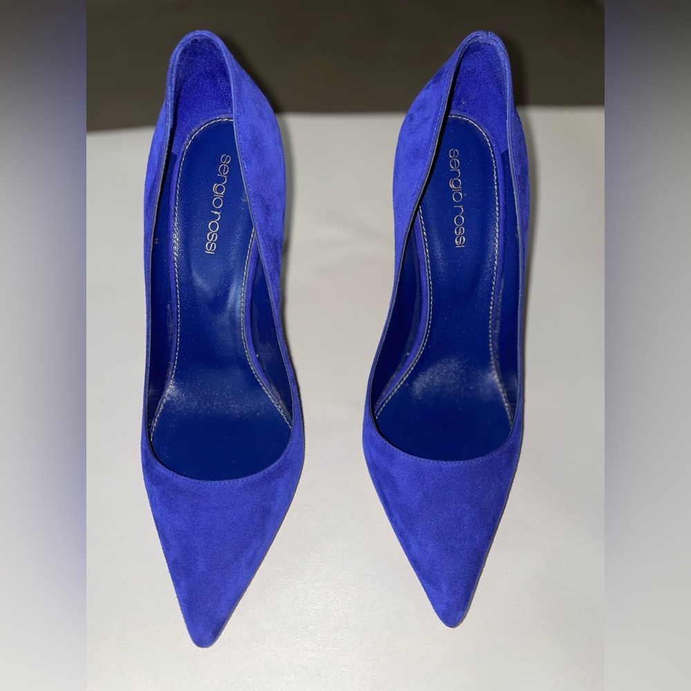Sergio Rossi Navy blue suede pumps 105